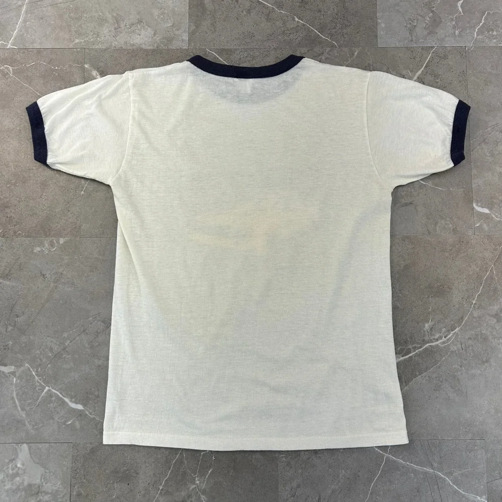 70s Vintage Ford Mustang Graphic Ringer Tee Mens Medium Short Sleeve Car Shirt